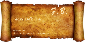 Fein Béla névjegykártya